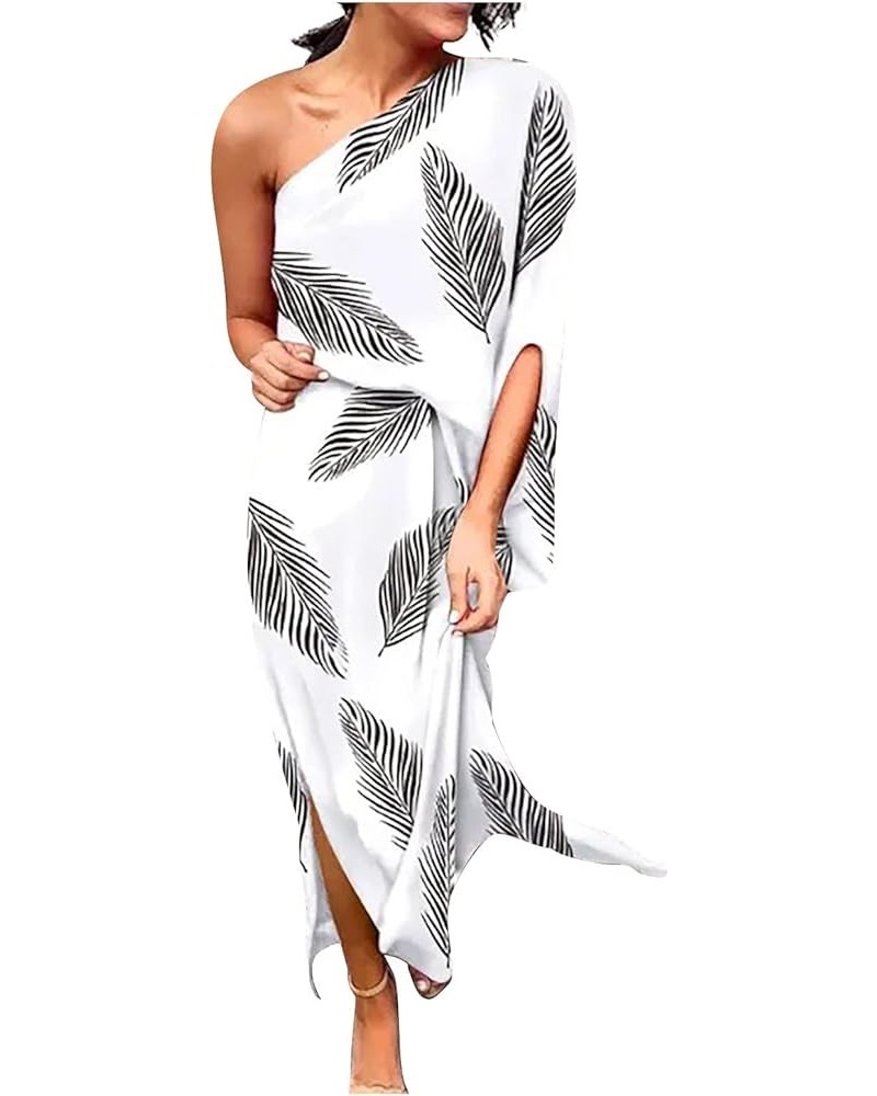 One Shoulder Dresses for Women,2024 Spring Summer Casual Batwing Sleeve Cocktail Dress,Vintage Graphic Party Dress G-white $1...