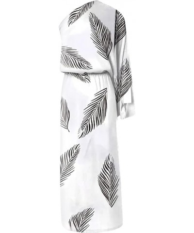 One Shoulder Dresses for Women,2024 Spring Summer Casual Batwing Sleeve Cocktail Dress,Vintage Graphic Party Dress G-white $1...