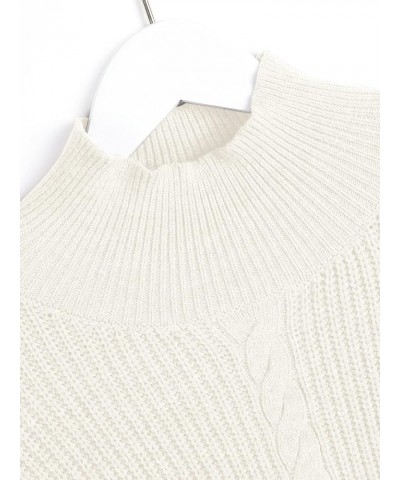 Women's Cropped Turtleneck Sweater Lantern Sleeve Ribbed Knit Pullover Sweater Jumper 6-beige $20.25 Sweaters