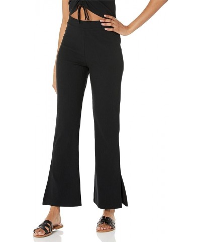 Women's Hunter Pull-On Ribbed Side Slit Flare Pant Black $9.02 Pants