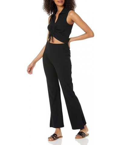 Women's Hunter Pull-On Ribbed Side Slit Flare Pant Black $9.02 Pants