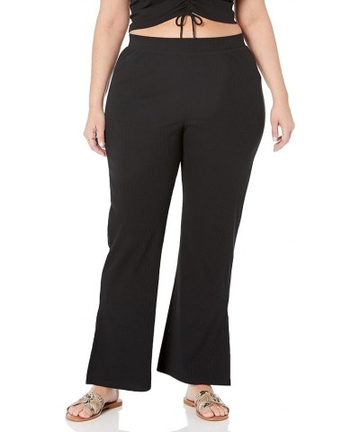 Women's Hunter Pull-On Ribbed Side Slit Flare Pant Black $9.02 Pants