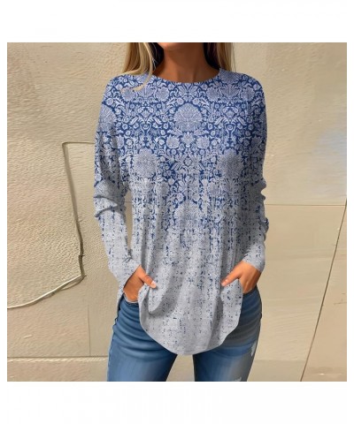 Sweatshirts for Women Long Sleeve Crewneck Curved Hem Tunic Tops Pullovers Casual Loose Fall Winter T-Shirts Blouse 3-blue $6...