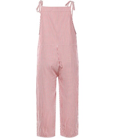 Rompers for Women Summer Womens Baggy Adjustable Suspender Overall Jumpsuit Harem Romper with Pockets Z-2-red $5.71 Overalls