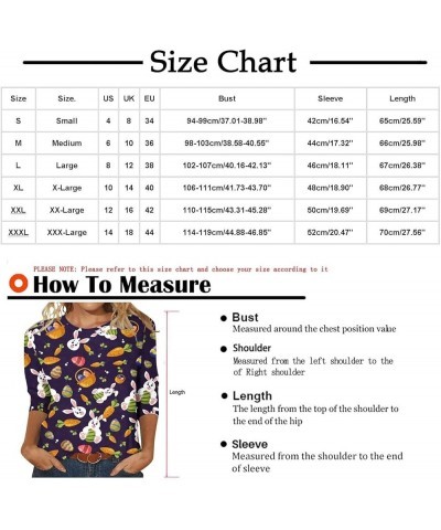 Womens Casual T Shirts 3/4 Sleeve Loose Work Tops Summer Floral Print Blouses Crewneck Loose Trendy Plus Size Tshirt 04 Sky B...