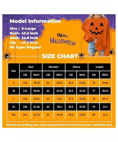 Halloween Shirts for Women Crewneck Sweatshirts Long Sleeve Graphic Hoodies Trendy Plus Size Cute Tops Fall Clothes B-orange ...