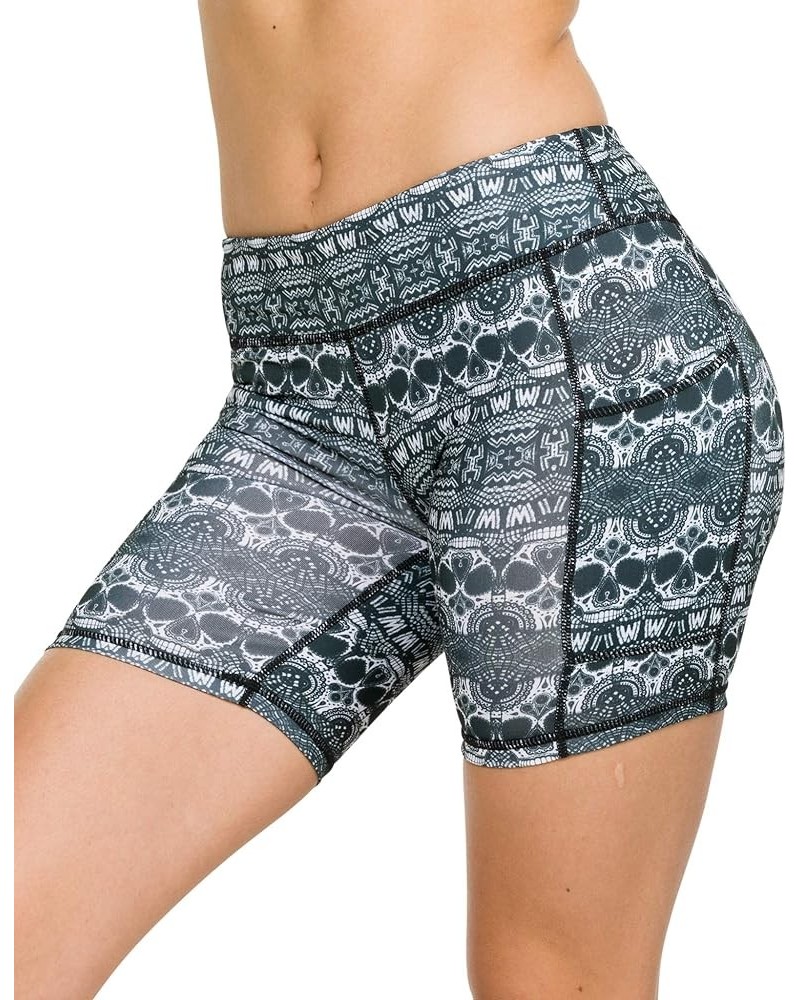 Stretchy Active Fitness Yoga Running Exercise Workout Shorts Side Pockets, 7" Inseam Black Skull $11.39 Activewear
