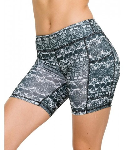 Stretchy Active Fitness Yoga Running Exercise Workout Shorts Side Pockets, 7" Inseam Black Skull $11.39 Activewear