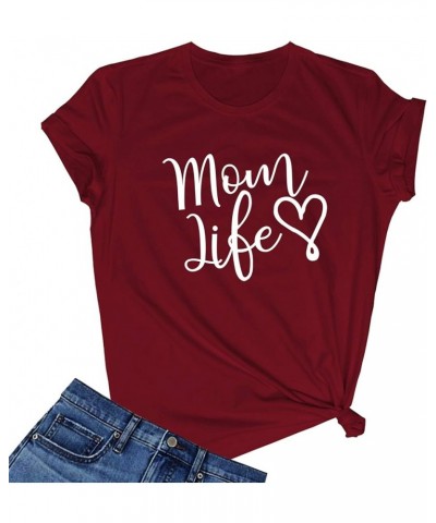 Women Funny Graphic T Shirt Cute Short Sleeve Tees Tops Wine Red $11.79 T-Shirts