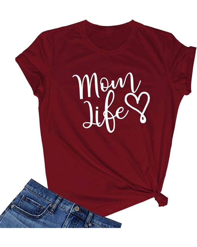 Women Funny Graphic T Shirt Cute Short Sleeve Tees Tops Wine Red $11.79 T-Shirts