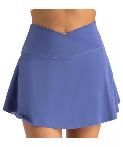 Tennis Skirts for Women Crossover High Waisted Pleated Golf Skort Athletic Workout Sports Shorts with Pocket Blue-purple $13....