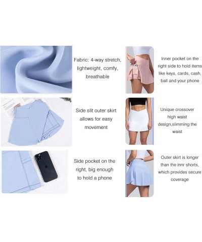 Tennis Skirts for Women Crossover High Waisted Pleated Golf Skort Athletic Workout Sports Shorts with Pocket Blue-purple $13....