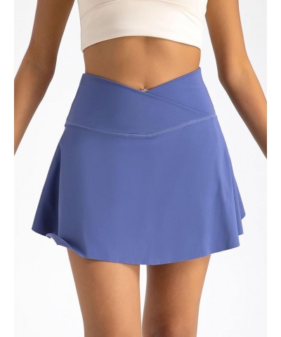 Tennis Skirts for Women Crossover High Waisted Pleated Golf Skort Athletic Workout Sports Shorts with Pocket Blue-purple $13....