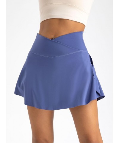 Tennis Skirts for Women Crossover High Waisted Pleated Golf Skort Athletic Workout Sports Shorts with Pocket Blue-purple $13....