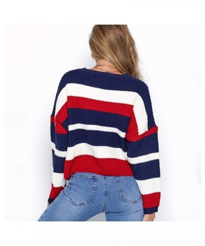 Women's Long Sleeve Loose Oversized Casual Crew Neck Knitted Sweater Pullover Crop Tops Jumper Red $13.50 Sweaters