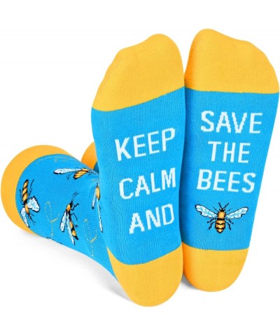 Unisex Funny Goat Socks Horse Socks Corgi Socks, Llama Sloth Bee Cat Turkey Lovers Gifts Save the Bees Blue $7.79 Activewear