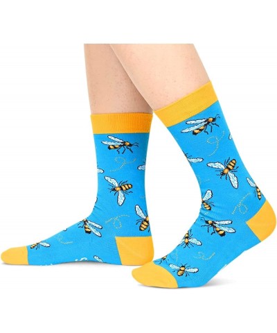 Unisex Funny Goat Socks Horse Socks Corgi Socks, Llama Sloth Bee Cat Turkey Lovers Gifts Save the Bees Blue $7.79 Activewear