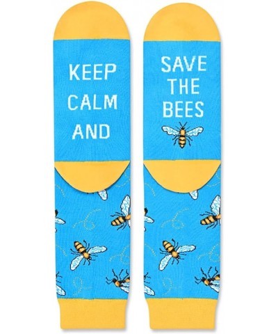 Unisex Funny Goat Socks Horse Socks Corgi Socks, Llama Sloth Bee Cat Turkey Lovers Gifts Save the Bees Blue $7.79 Activewear