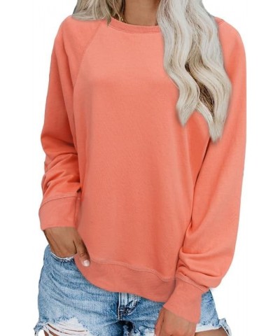 Womens 2023 Simple Crewneck Long Sleeve Casual Solid & Tie Dye Thin Pullover Sweatshirts Tops Shirts A1 Orange $21.83 Hoodies...