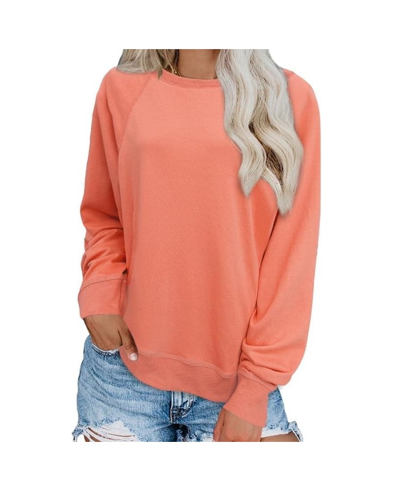 Womens 2023 Simple Crewneck Long Sleeve Casual Solid & Tie Dye Thin Pullover Sweatshirts Tops Shirts A1 Orange $21.83 Hoodies...