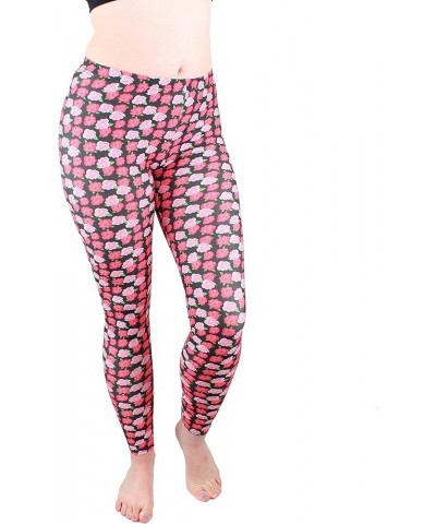 Women's Full-Length Printed Soft Microfiber Legging Flower Row A628 $9.53 Leggings