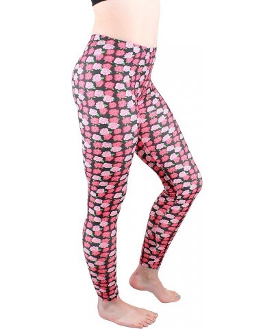 Women's Full-Length Printed Soft Microfiber Legging Flower Row A628 $9.53 Leggings