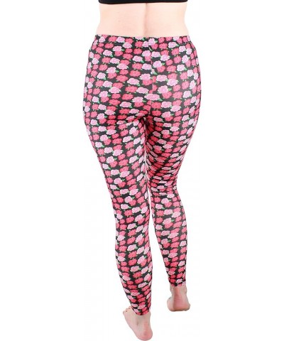 Women's Full-Length Printed Soft Microfiber Legging Flower Row A628 $9.53 Leggings