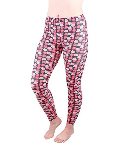 Women's Full-Length Printed Soft Microfiber Legging Flower Row A628 $9.53 Leggings