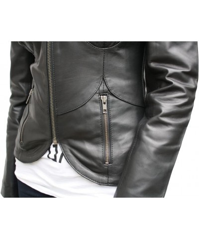 Slim Fit Classic Leather Jacket Women Fitted For Open Bottom Fashion | Bomber Biker Motorcycle Riding Black 08 $48.56 Coats