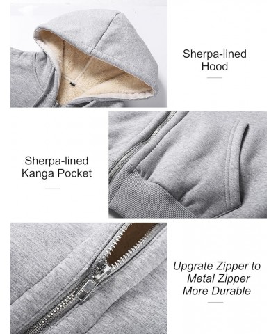 Women Winter Hoodies Zip Up Fleece Sherpa Lined Warm Sweatshirts Jacket Light Grey $10.49 Jackets