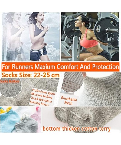 Women's Ankle Running Sports Terry Socks Mesh Cushioned Breathable Low Cut Short Cotton Athletic Sock 6 Pairs 06: New-multi(6...