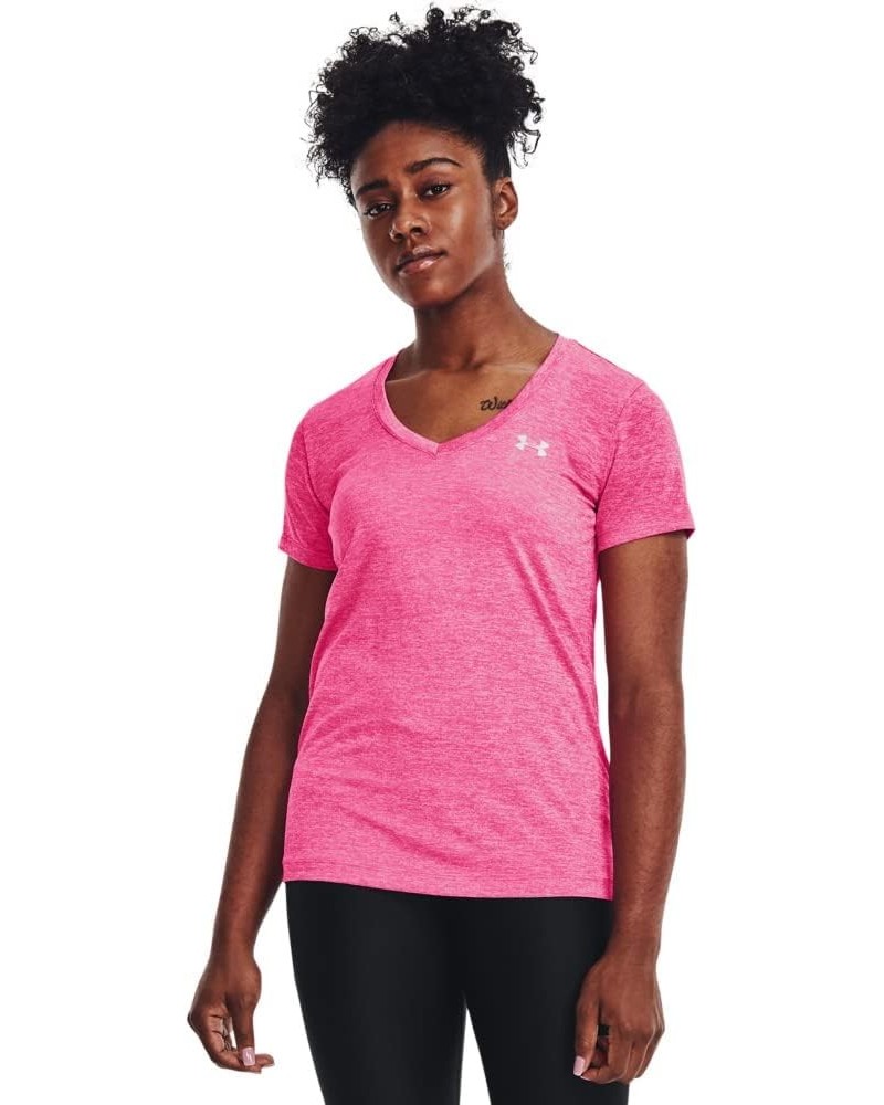 Women's UA Twist Tech™ V-Neck Electro Pink/Halo Gray/Metallic Silver $12.24 Activewear