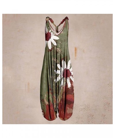 Women's Summer Baggy Jumpsuit Sleeveless Racerback Spaghetti Straps Harem Pants Romper Tie Dye Printed Cute Overalls Green $5...