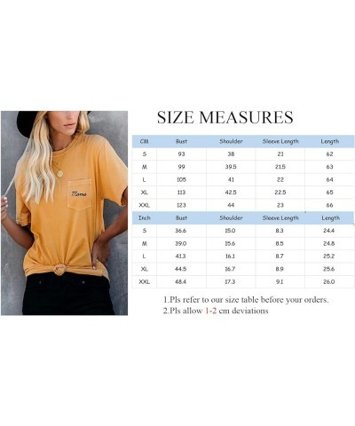 Womens Mama Graphic T Shirt Short Sleeve Crew Neck Cotton Casual Pocket Tee Tops Black $12.17 T-Shirts