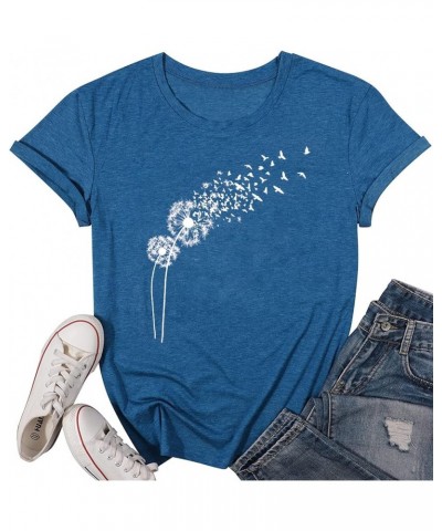 Dandelion Graphic T Shirt Women Wildflower Make a Wish Vintage Tees Top Funny Summer Short Sleeve Shirts Bule1 $9.68 T-Shirts