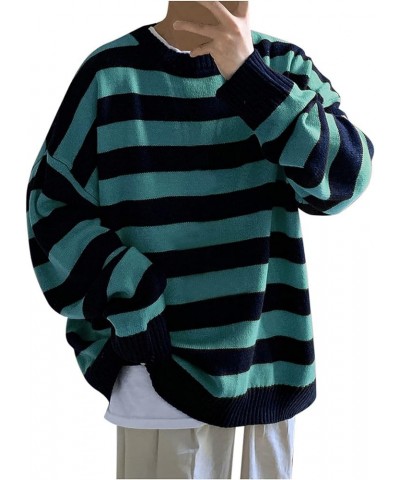 Oversized Sweatshirt for Women Men Striped Color Block Sweater Pullover Casual Long Sleeve Fall Shirts Autumn Jumper Green $1...