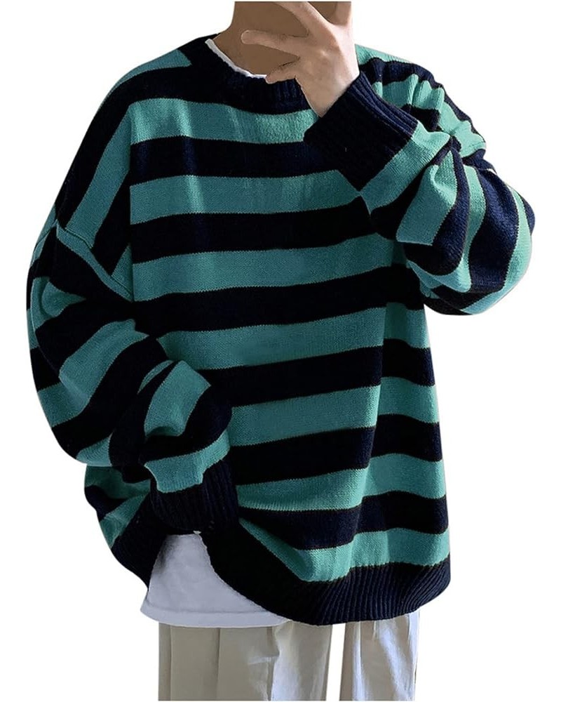 Oversized Sweatshirt for Women Men Striped Color Block Sweater Pullover Casual Long Sleeve Fall Shirts Autumn Jumper Green $1...