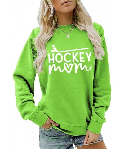 Hockey Mom Sweatshirt Ice Hockey Graphic Sweatshirt Women Long Sleeve Crewneck Sport Mama Game Day Pullover Tops A-green $14....