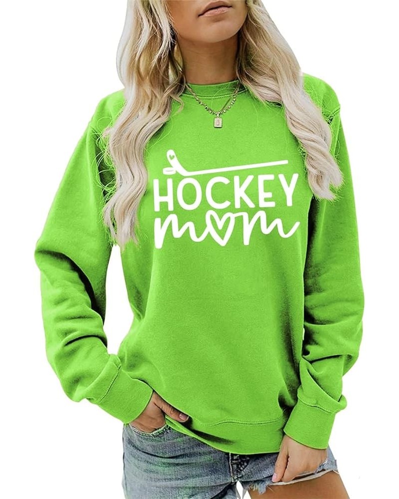 Hockey Mom Sweatshirt Ice Hockey Graphic Sweatshirt Women Long Sleeve Crewneck Sport Mama Game Day Pullover Tops A-green $14....