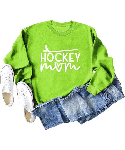 Hockey Mom Sweatshirt Ice Hockey Graphic Sweatshirt Women Long Sleeve Crewneck Sport Mama Game Day Pullover Tops A-green $14....