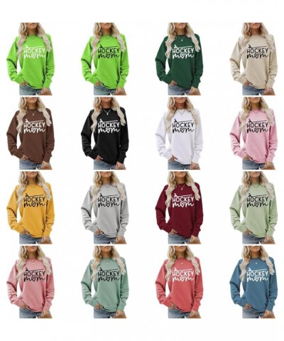 Hockey Mom Sweatshirt Ice Hockey Graphic Sweatshirt Women Long Sleeve Crewneck Sport Mama Game Day Pullover Tops A-green $14....