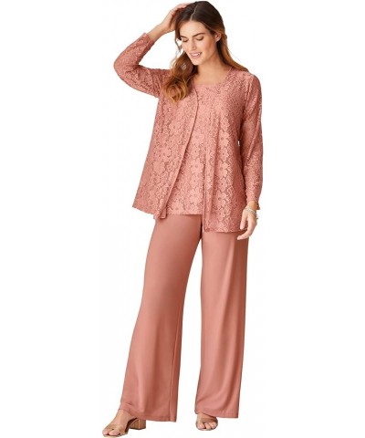 Women's Plus Size 3-Piece Lace Jacket/Tank/Pant Set Mauve $44.48 Suits