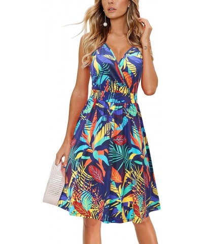 Women's V Neck Floral Spaghetti Strap Sundress Casual Summer Party Swing Dress with Pocket Floral22 $17.59 Dresses