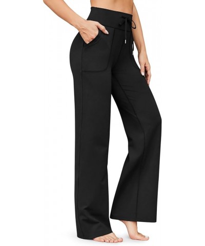 Yoga Pants with Pockets for Women Baggy Lounge Wide Leg Pants Drawstring High Waisted Pants Workout Straight Leg Pants A0003-...