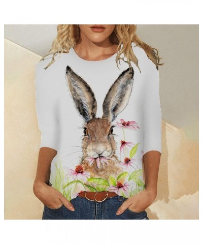 Easter T Shirts for Women Women Casual Easter Three Quarter Sleeve Top Crew Neck T Shirt Trendy Shirt for Women Coffee $7.13 ...