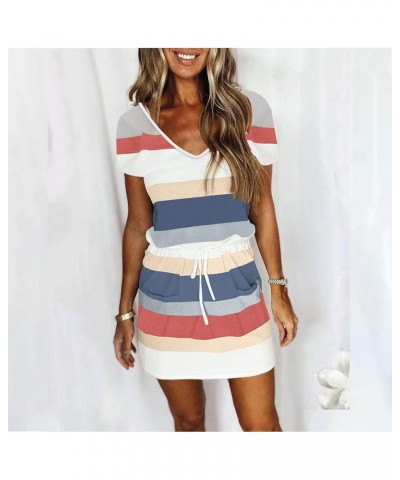 Spring Summer Dresses for Women 2023 Cute Striped Dress Spaghetti Strap V Neck Beach Sundresses Boho Casual Dress 07-blue $5....