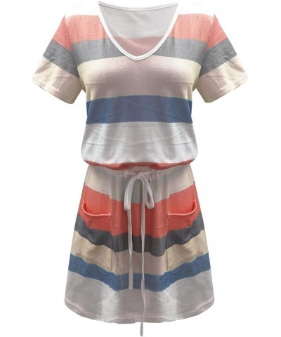 Spring Summer Dresses for Women 2023 Cute Striped Dress Spaghetti Strap V Neck Beach Sundresses Boho Casual Dress 07-blue $5....