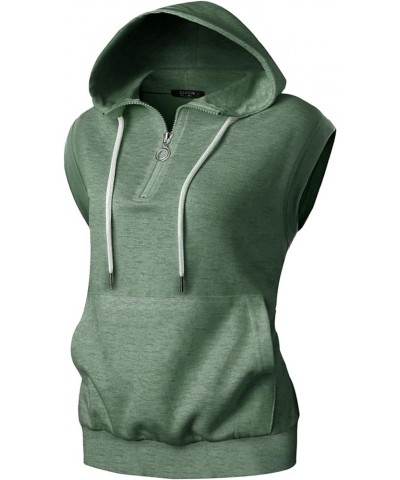 Women's Lightweight Hooded Vest Sleeveless 1/4 Zip Pullover Casual Hoodie Sweatshirt with Pockets Gwh201-jadegreen $17.39 Hoo...