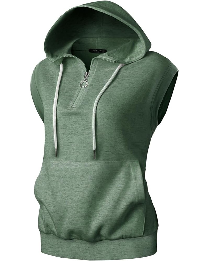 Women's Lightweight Hooded Vest Sleeveless 1/4 Zip Pullover Casual Hoodie Sweatshirt with Pockets Gwh201-jadegreen $17.39 Hoo...