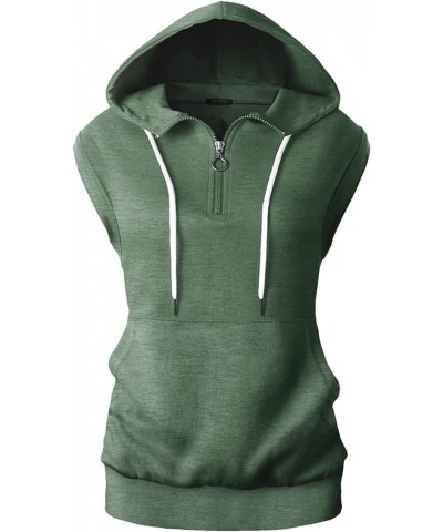 Women's Lightweight Hooded Vest Sleeveless 1/4 Zip Pullover Casual Hoodie Sweatshirt with Pockets Gwh201-jadegreen $17.39 Hoo...